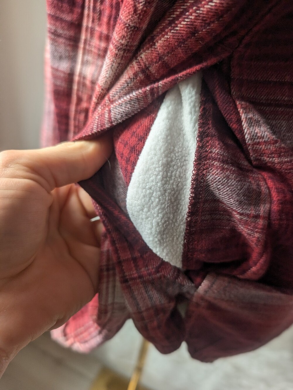 Jack's Girlfriend Medium Rayon Blend Burgundy Red Plaid Shacket Button Down Tuni - Picture 4 of 6